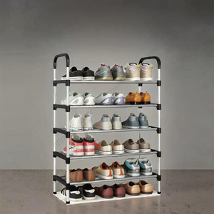 Meuble à chaussures moderne à cinq niveaux, portable, pour rangement domestique, avec 5 unités, construction métallique pliable, vente en gros - Product Image 5