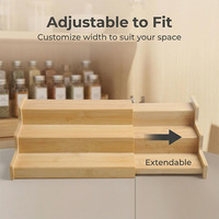 Étagère de rangement pour assaisonnements en bambou à trois niveaux, non pliable, design minimaliste en forme d'escalier, type sur pied pour la cuisine