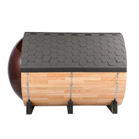 Pièce entière bois cèdre rouge 4 personnes baril traditionnel sauna extérieur toit de bardeaux d'asphalte avec forme incurvée