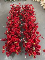 L-FR067 gros chemin de fleurs artificielles pour la décoration de mariage fleurs roses coureur allée fleur chemin de table rangée pour la décoration de mariage