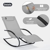Chaise longue de piscine à bascule en acier couleur bronze avec cadre en acier, chaise longue de patio en maille Teslin avec poche de rangement