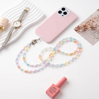 En gros, Sangles de téléphone et lanières pour téléphone mignonnes en perles acryliques colorées bonbon, avec breloque porte-clés, style bandoulière