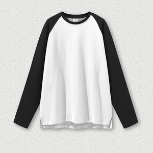 T-shirt à manches longues raglan épais à impression personnalisée T-shirt unisexe à manches longues et ourlet fendu Streetwear surdimensionné en coton - Product Image 1