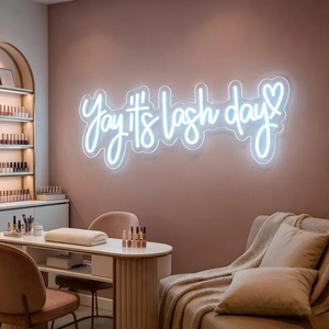 Insegna LED per Salone di Bellezza 'Yay It's Lash Day', Decorazione Murale per Estetiste, Insegna al Neon per Ufficio di Estetica - Product Image 1