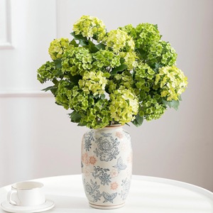 Bouquet d'hortensias artificiels Meng Jie vert clair en polyester pour la décoration de table de salon - Product Image 1
