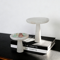 Plateau géométrique sur pied en marbre naturel, artisanal, pour la décoration, plateau à fruits, accessoires pour restaurant, hôtel, maison