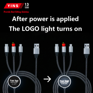 Câble multi-ports Type-C de charge rapide 2.4A haut de gamme, personnalisé avec logo lumineux, kit de démarrage pour entreprise IT, ordinateur - Product Image 3