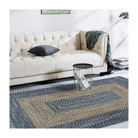 Handmade Jute and Cotton Rug Braided Jute Rugs Carpet Floor Mats
