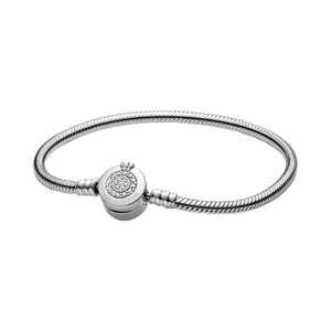 Pulsera clásica de plata de ley 925 con colgante de cadena de serpiente Moments, pulsera clásica con logotipo y hebilla en forma de estrella, pulsera para mujer - Product Image 4