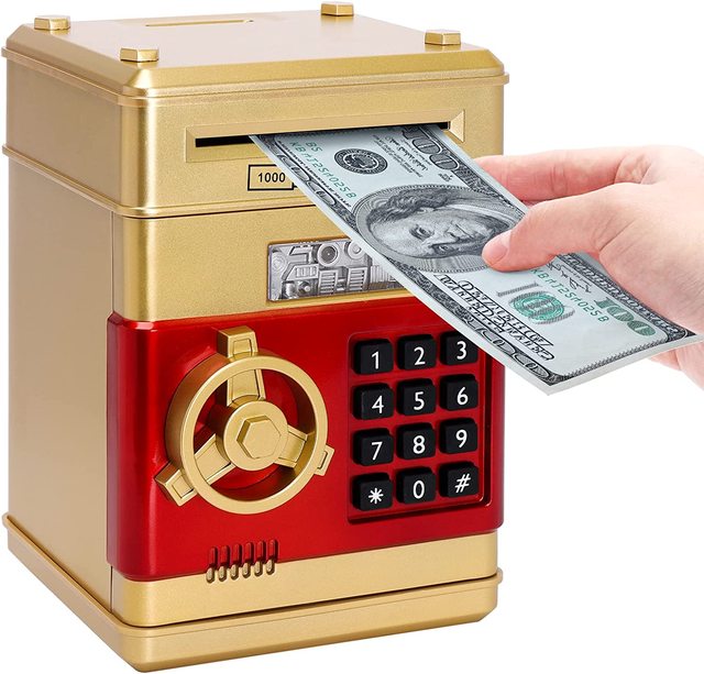 DWI Dowellin Saving Box Money Piggy Bank Electronic Mini ATM for Kids Toy Mini Atm Machines Password Code Lock for Children