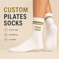 Chaussettes de danse côtelées antidérapantes pour femmes, personnalisables, en coton, avec grip pour yoga et pilates, modèle gratuit