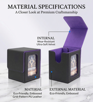 Boîte de rangement pour cartes en cuir PU, étui pour 100 cartes TCG à double pochette, style tendance sans fermeture pour les professionnels
