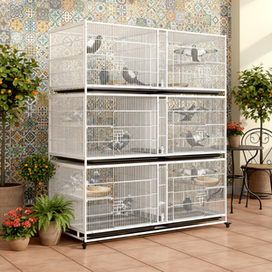 Gaiola Moderna Clássica para Criação de Pássaros com Estrutura de Ferro, Bandeja de Plástico, Design Galvanizado e Reforçado, à Prova de Ratos para Pombos, Codornas e Beija-flores - Product Image 1