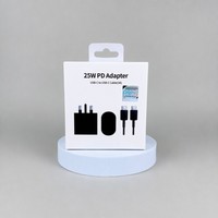 Adaptor USB-C PD 25W Pengisian Cepat dengan Earbud & Kabel Colokan EU/US/UK untuk Ponsel & Tablet