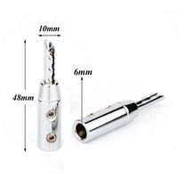 Connecteur de haut-parleur pour amplificateur de son, fiche banane dentelée de 6 mm plaquée rhodium de haute qualité