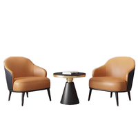 Ensemble de chaises de salle à manger ergonomiques en métal de qualité commerciale et table ronde avec revêtement en cuir pour bureau à domicile et bar à domicile