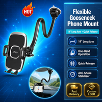 Soporte para Teléfono de Coche con Brazo Flexible, 14 Pulgadas de Largo, Fuerte Succión Antivibración, Logotipo Personalizado OEM, Entrega Rápida