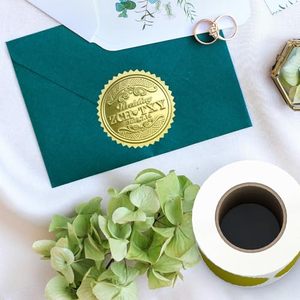 Round Blank Gold Foil Embosser Seal Stickers Roll Count Metallic Embossed Self Adhesive Dots For <b>Gift</b> <b>Envelope</b> Packaging - Product Image 4
