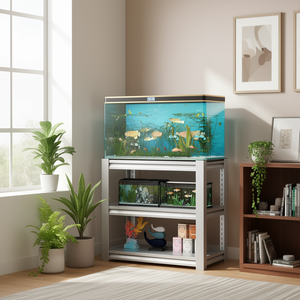 Soporte para acuario de 31.5 x 18 x 34 pulgadas, metálico, resistente, de 3 niveles, estante para pecera, para sala de estar, diseño moderno. - Product Image 2