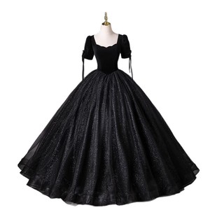 Black Tulle Evening Gown For Women Stage Performance Dress Solid Color Elegant Ball Gown For Solo Singing Hosting Piano - Product Image 5