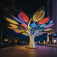 Farbenfrohe Blatt-LED-Baumskulptur-Leuchte RGB Farbwechsel IP65 Wasserdicht DC24V 50000 Stunden Kommerzielle Platz- und Landschaftsbeleuchtung