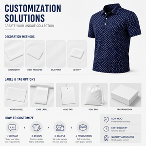 Polo de Golf Personalizado Premium para Hombre, Color Azul Marino, con Estampado, Rendimiento de Absorción de Humedad, Marca Privada, Ropa Corporativa OEM - Product Image 3