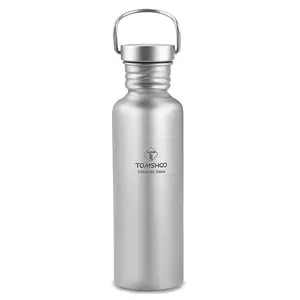TOMSHOO 750ml Volltitan-Wasser flasche mit extra Plastik deckel Ultraleichtes Outdoor-Camping Wandern Radfahren Wasser flasche