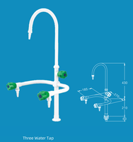 Robinet d'eau professionnel à trois colonnes en laiton robuste et minimaliste, à monter sur banc, pour mobilier de laboratoire de chimie scolaire