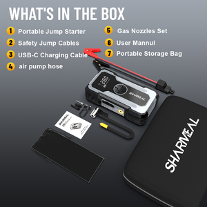 12V khẩn cấp di động Booster với Tire Inflator Máy nén khí LED ánh sáng Xe nhảy khởi động ngân hàng điện - Product Image 6
