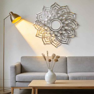 Art mural en métal en forme de lotus, décoration <span class=keywords><strong>murale</strong></span> mandala, grande sculpture <span class=keywords><strong>murale</strong></span> en métal pour salon - Product Image 2