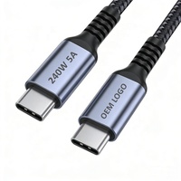Câble USB-C de type C, charge rapide, haute qualité, câble USB-C 240W 5A 48V, chargeur de données, 1m 2m 3m 5m, câble USB-C tressé en nylon de haute qualité