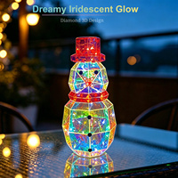 Décoration de Noël LED pré-éclairée en forme de bonhomme de neige irisé, effet cristal, alimentation USB, 50 LED, matériau plastique, 2700K, usage intérieur