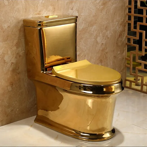 High Quality Ceramic Gold Toilet Bathroom Sanitary Ware Plating Golden Wc Luxury Toilet Inodoro De Color Dorado