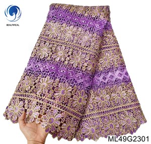 Váy ren Guipure châu Phi đẹp mắt với thêu sequin tinh tế, dành cho nữ, mã ML49G23, đơn hàng tối thiểu 5 thước - Product Image 2