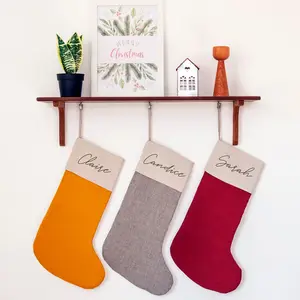 Wholesale Customized Christmas Stockings Linen Pet Dog Bone Christmas Stockings