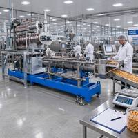 Extrudeuse automatique à double vis pour aliments pour animaux de compagnie, machine à fabriquer des croquettes pour chiens, capacité 1-2 TPH, acier inoxydable SUS304, contrôle PLC