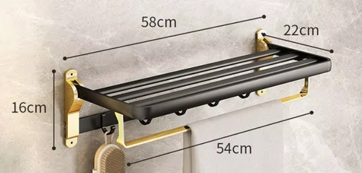 Luxurious Black Gold Shelf Shower Caddy Storage Rack Wall Shelves