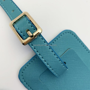 <span class=keywords><strong>Etiqueta</strong></span> de Equipaje de Cuero PU Azul Cielo Resistente con Logotipo Estampado en Dorado y Plateado, Accesorio de Viaje - Product Image 6