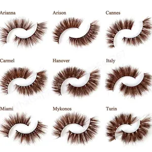 2022 Hot Selling Brown Mink Wimpers Nieuwste Wreedheid Gratis Vegan 3D Gekleurde Mink Lash Strips 20Mm Valse Wimper