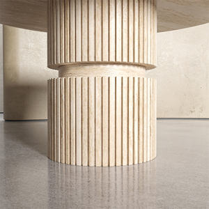 Mesa de comedor redonda de piedra maciza de lujo ligera de diseño contemporáneo nórdico para muebles de recepción y comedor - Product Image 4