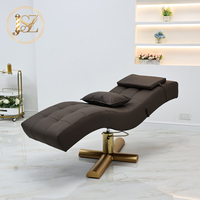 Table de massage et de soin des cils de luxe à base dorée, blanche, réglable en hauteur, incurvée, pour cosmétiques et soins du visage – Meilleure vente