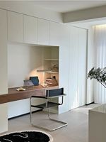 Ensemble de meubles de bureau familial et d'apprentissage haut de gamme personnalisable avec table PC, armoire et portes vitrées