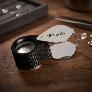 แว่นขยายแบบพกพา S-137 พร้อมด้ามจับยางกันลื่น ขนาด 10x 18 มม. เลนส์แก้วออพติคอล สำหรับตรวจสอบอัญมณีและเพชร - Product Image 3