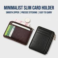 Dompet Kartu Kulit PU Premium dengan Kantong Resleting, Tempat Kartu Kredit Tipis, Dapat Dibuat Custom untuk Hadiah Perusahaan