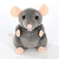 Peluche de souris personnalisée pour cadeau ou décoration, souris grise en peluche, jouet de rat mignon avec collier à chaîne métallique