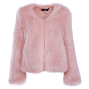 Cappotto <span class=keywords><strong>Trench</strong></span> in Ecopelliccia di Volpe per Ragazze, Stile Dolce ed Ecologico, Fodera in Acrilico, Invernale, Colore Rosa, Motivo a Quadri, Spesso - Product Image 2