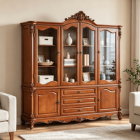 Vitrine de Luxe Antique en Bois Massif, Bibliothèque, Cave à Vin, Grand Rangement pour Maison, Villa, Hôtel – Fournisseur d'Usine OEM ODM Personnalisé