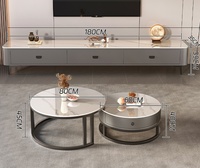 Table basse en pierre pour salon, utilisation domestique, style nordique moderne, circulaire, luxe léger, durable, montage facile