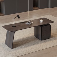 Bureau de direction moderne pour le bureau à domicile, avec tiroirs, charge sans fil, finition en bois laqué, design minimaliste