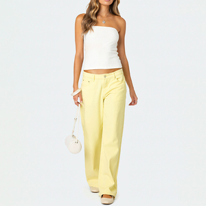 2026 Designer Modern Baggy <strong>Yellow</strong> Aqua Green <strong>Women's</strong> <strong>Jeans</strong> Everyday Essentials Low Rise Straight Leg <strong>Jeans</strong> for <strong>Women</strong> - Product Image 4